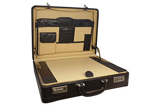 Preisvergleich Produktbild Roamlite PU-Leder Aktenkoffer Doppelt ERWEITERBAR Kunstleder - Extra Gross XL BRAUN Aktentasche - Laptop ARBEITSSTATION - Organizer Fach - Kombinationsschlösser Fußnoppen - RL318B