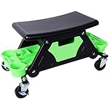 DancingSwan Rolling Mechanics Stool with Tool Trays: Heavy Duty 300LB Capacity Garage Seat for Auto Repair - Ergonomic Mobile Stool with Storage & 360° Wheels for Automotive Technicians & Mechanics