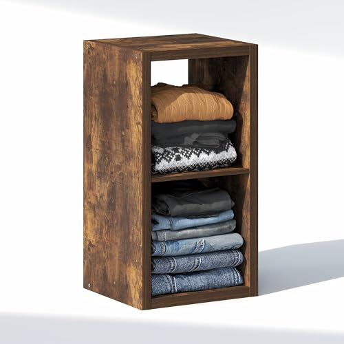 Image of Furinno Cubic Extra Thick 2-Cube Closet Organizers and Storage, Amber Pine | 14.6 x 16 x 30 in, Open Shelf Closet Storage, Closet Organizer, for Wardrobe, Bedroom, Living Room