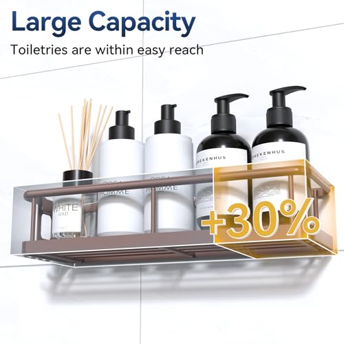 Image of YASONIC Shower Caddy Adhesive, Rustproof Shower Organizer, Large Capacity Shower Shelves for Inside Shower, No Drilling Bathroom Organizers and Storage for Home Decor (2 Pack Bronze)
