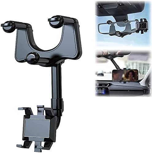 Rotatable and Retractable Car Phone Holder, Argumub Car Phone Holder, Multifunctional Car Rearview Mirror Phone Holder, Universal 360 Degree Rotatable Phone Mount, for All Mobile Phones (1pcs)