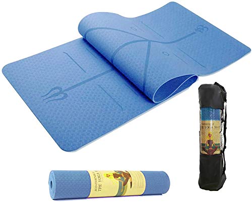 TEALP Yoga Mat Non Slip, Pilates Fitness Mats with Alignment Marks, Eco Friendly, Anti-Tear Yoga Mats for Women, 1/4" Exercise Mats for Home Workout with Carrying Strap