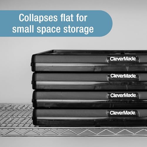 Image of CleverMade Collapsible Utility Crates, 60L Storage Crate, 3 Pack, Obsidian