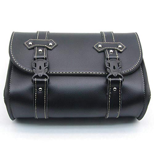 Bolsa de Sillín para Motocicleta MASO, Equipaje Universal de Cuero PU, con 2 Correas de Montaje, Negro miniatura 5