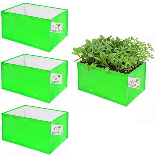 Image of Premium Square Grow Bags 15x9x9 Inch, 260 GSM HDPE UV Protected Green Planting Bags for Kitchen & Terrace Garden Pack of 4