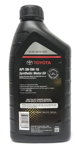 Amazon.com: Genuine Genuine Toyota 0W16 Synthetic Oil 1qt 00279