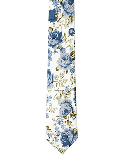 Image of BELLUNO Men's Cotton Floral Skinny Tie, 2.5 inch Width, with Gift Box