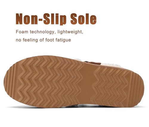 Platform Snow Boots for Women Genuine Suede Water Resistant Winter Warm Cozy Fur Fleece Lined with Adjustable Buckle Short Ankle Fuzzy Boot4