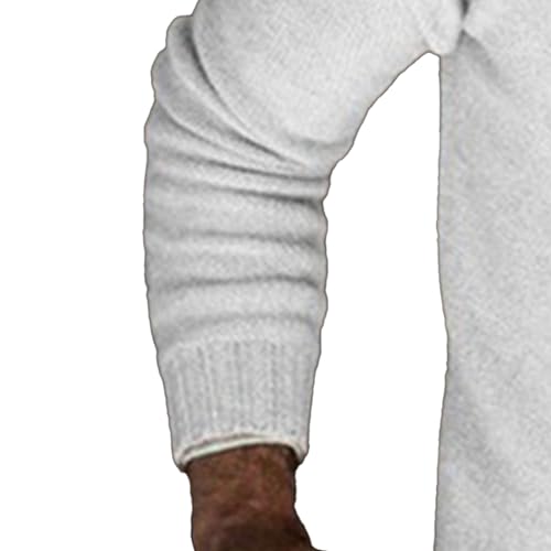 Men's Fashion Crewneck Sweater Classic Casual Knitted Cable Sweaters Long Sleeve Solid Color Pullover4