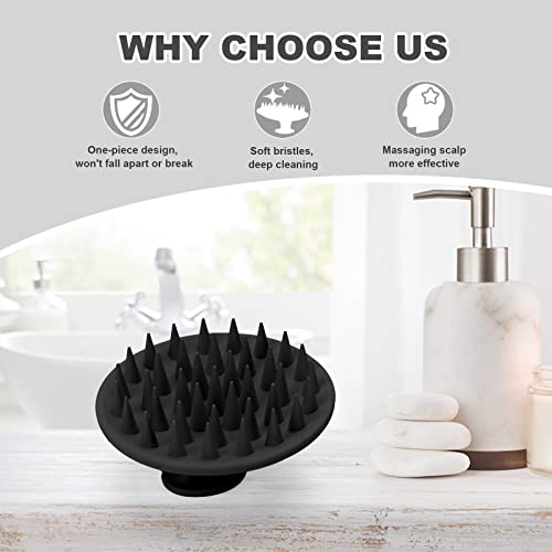 Meartchy Silicone Scalp Massager Shampoo Brush, Scalp Brush For Hair Growth & Dandruff Removal, Hair Scrubber Scalp Stimulator Exfoliator Brush With Soft Bristles For Wet Dry Scalp Care (Black) #TOP5