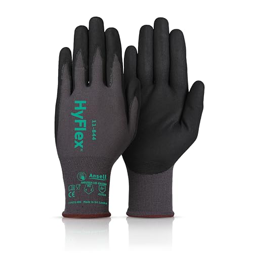 Ansell HyFlex 11-844 Multi-Purpose Touchscreen Work Gloves for Automotive Machinery Metal Fabrication Size 7 (S) Dark Grey (Pack of 1)