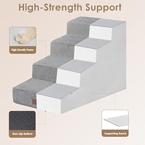 EHEYCIGA-Dog-Stairs-for-Beds-197-H-4-Step-Dog-Steps-for-Small-Dogs-and-Cats-Slope-Pet-Steps-with-Non-Slip-Bottom-Dark-Grey - Cucciolini Doodles EHEYCIGA-Dog-Stairs-for-Beds-197-H-4-Step-Dog-Steps-for-Small-Dogs-and-Cats-Slope-Pet-Steps-with-Non-Slip-Bottom-Dark-Grey