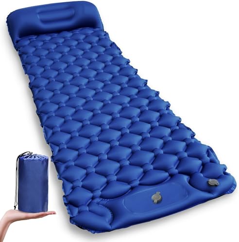 La mejor comparación de Colchoneta para dormir para comprar online. 44 WEAGP Colchoneta Inflables Camping, Colchoneta Inflable para Dormir con Almohada Incorporada Bolsa Almacenamiento, Colchón Inflable Dormir Portátil con Bomba de Pie Incorporada...