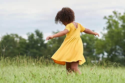 Gerber Baby Girls Toddler Buttery-Soft Short Sleeve Twirl with Viscose Made Eucalyptus Playwear Dress, Honey, 2T US - image 3