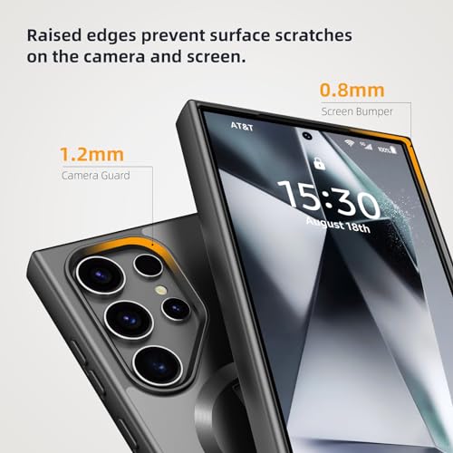 AUROX Magnetic for Samsung Galaxy S24 Ultra Case with Invisible Stand [Compatible with MagSafe] Magnetic Case for Samsung S24 Ultra, Shockproof Slim Case with Kickstand, Black