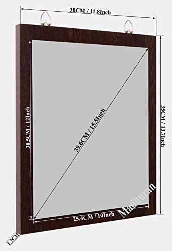 Image of Madhuran Sun Art Frameless Wall Hanging Small Size Mirror (30X35 CM,Wenge) Bathroom Bedroom Living Room wash Basin Girls Makeup face Home Decorative Items