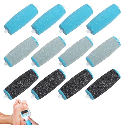 for Scholl Pedi Replacement Rollers 12PCS 3 Types of Roughness Foot File Refill Rollers for Electric Foot File Compatible with Scholl Velvet Smooth