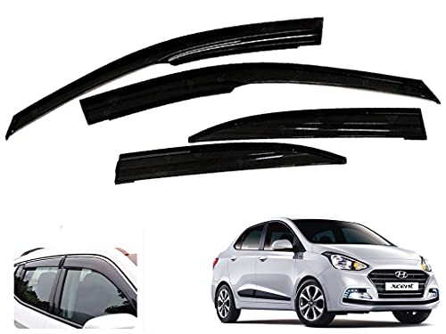 Auto Pearl Car Rain Guards Wind Door Visor Side ||Wind Visor ABS Plastic Deflector ||Perfect As per Window Frame ||for - Xcent 2017 (Set of 4, Black)