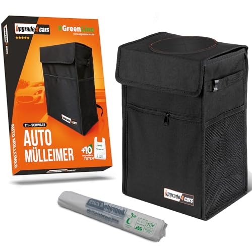 Upgrade4cars Cubo de basura para coche con tapa y bolsas biodegradables | Papelera portátil para vehículo | Accesorios coches interior gadget