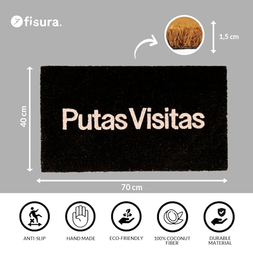 Fisura DM0937 Doormat Funny Indoor Inside Large Rectangular, 70x40cm, PVC & Coir, Visitas, Black, 40 x 70 cm (Rectangular) - Image 3
