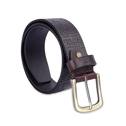 Image of THE CLOWNFISH Men's Genuine Leather Belt with Textured /Embossed Design