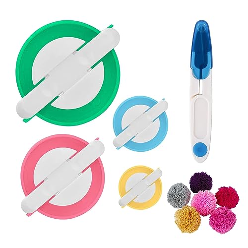 Pom Pom Maker,4 PCS Kit para Hacer Pompones,Accesorios para Hacer Pompones,kits de fabricación de...