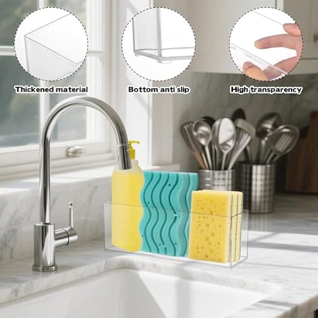 Rainmae 2 Pack Kitchen Cabinet Door Organizer, Wall Mounted Cabinet Door Plastic Storage Box Stackable Under Sink Lunchbox Lid Container with Adhesive Pad for Kitchen Bathroom Office Organization