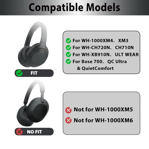 Adhiper Sweat Ear Covers para Sony XM4 XM3 WH-CH720N WH-XB910N ULT WEAR | Cubiertas de Silicona para Auriculares Bose 700 y QuietComfort Ultra, Cubiertas Impermeables para Almohadillas de Auriculares miniatura 2