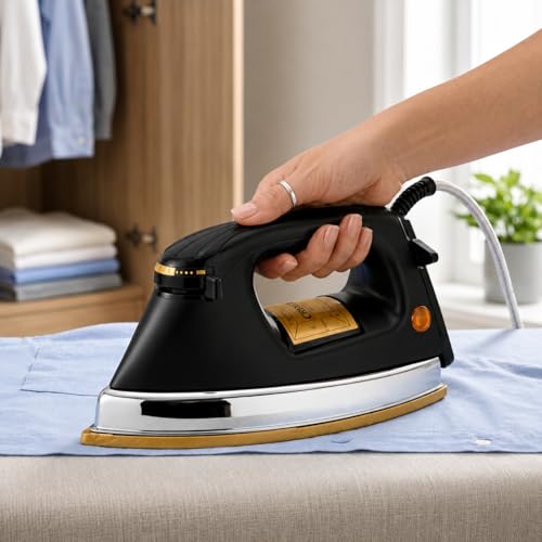Image of 1.5KG Heavy Weight Iron Press for Clothes 1000W | Dry Iron with Nonstick Soleplate | Shockproof Body, Adjustable Temperature | 1 Year Replacement Warranty | Made in India