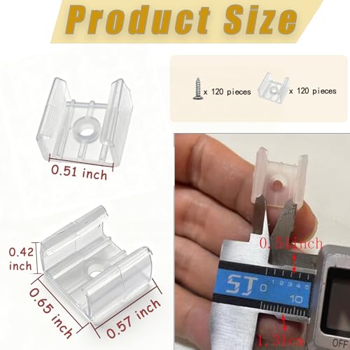 Image of 120pcs LED Strip Light Clips Neon Mounting Clips 10 /13 /16MM Size Make The Neon Signs Flexible Light Strip Fixing Card (B.13MM /0.51INCH)