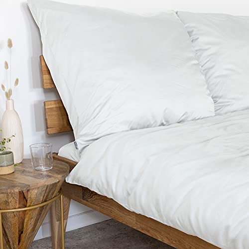 AGAPIE - Bambus Lyocell Bettwäsche-Set 200x200 + 2X 80x80 cm - Weiß, 100% Bio Oeko-Tex 100, für Allergiker, Antibakteriell, Ganzjahres-Bettwäsche, Atmungsaktiv, Geruchshemmend, Besonders sanft - Image 4