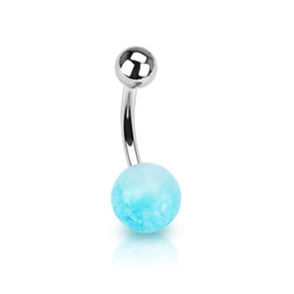 Navelpiercing, buik, bal, diamant, parelmoer, sieraden, chirurgisch staal, roestvrij staal, anti-allergisch, banaan, barbell SARA, blauw LOVEPIERCING, Gelegeerd Staal