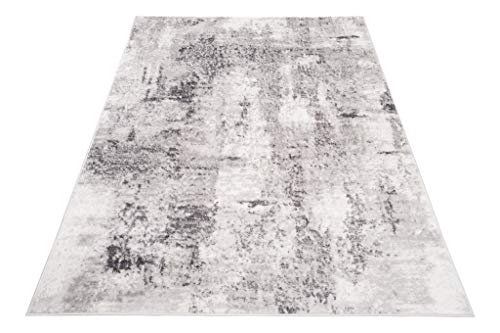 Foto von TAPISO Sky Teppich Kurzflor Modern Beige Grau Hellgrau Vintage Meliert Verwischt Design Wohnzimmer Schlafzimmer 3D Optik ÖKOTEX 200 x 300 cm