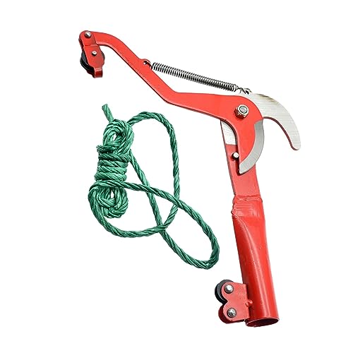 High Altitude Pruning Shear Tree Branch Scissors Pulley Design Tree Trimmer with Rope Fruit Tree Pruning Cutter for Cutting Branches, Red
