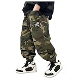 [Povozer] 子供服 ロングパンツ 男の子 長ズボン ボーイズ スポーツウェア ボトムス 迷彩 カジュアル ジュニア 綿 ウエストゴム ポケット付き 夏服 キッズ 春夏秋 カムフラージュ ダンス衣装 120 130 140 150 160