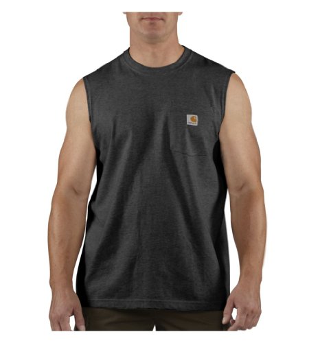 Carhartt Men's Sleeveless Pocket Tee, Black, Large