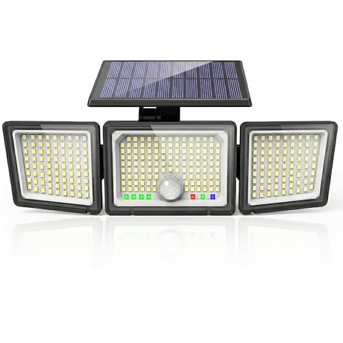 CLAONER Solar Lights Outdoor, Upgraded 286 LED Motion Sensor Security Light with 360° Wide Lighting Angle, Easy to Install, IP65 Waterproof Durable Solar Powered Flood Lights for Outside