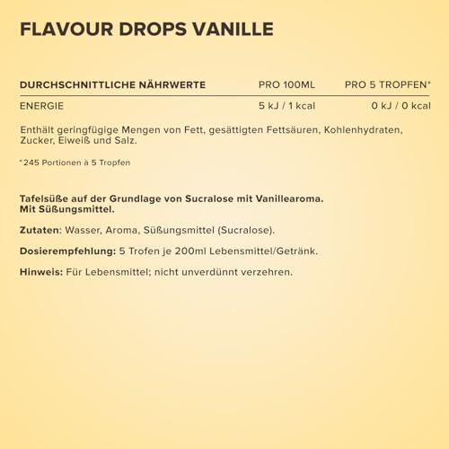 IronMaxx Flavour Drops - Vanilla 50ml | kalorienfrei & zuckerfrei | vegane Aromatropfen zum süßen von...