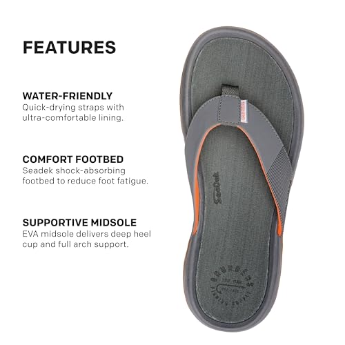 Image of Grundens Men's FishFinder Sandals - Quick-Drying, Comfortable, and Versatile Mens Flip Flops with Enhanced Traction & Full Arch Support for Fishing and Outdoor Wear, Anchor, 12