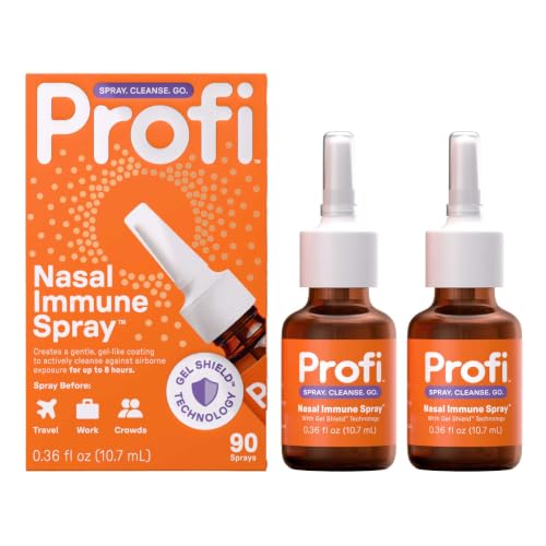 Profi Nasal Immune Spray Cleansing Gel Layer for Airborne Exposure Up to 8 Hours Drug-Free Nasal Spray for Everyday Use Travel Work & Crowded Spaces (180 Sprays)