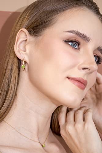 Peridot Rose Gold Earrings For Women Genuine Gemstone Light Green Earring 25Mm Sterling Silver Hoops For Girls Teens Bridesmaids Trendy Summer Fashion Prom #TOP3