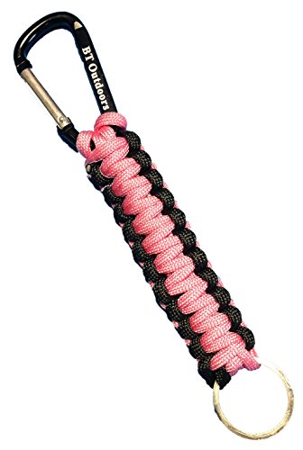 Bt Outdoors Paracord Keychain-Pink/Black Paracord Keychain/Key Rings With Carabiner #TOP3