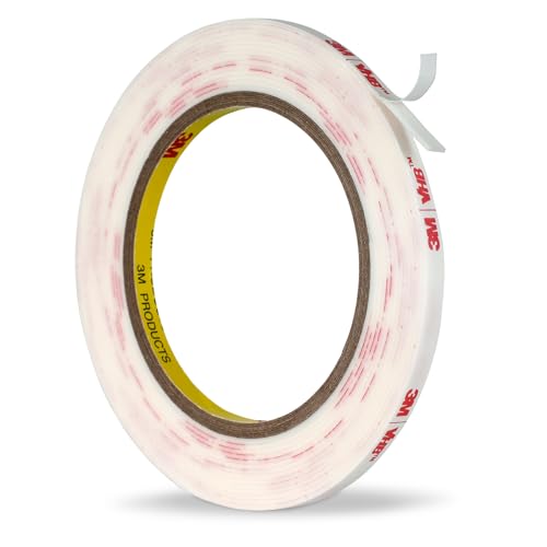 3M Double Sided Tape 1/4''x15.4Ft, White 4950 0.043in Thick Heavy Duty Foam Tape Waterproof Wall Tape for Hanging Picture Frames Signs, LED Light Strips, Home Office Decorative Trim