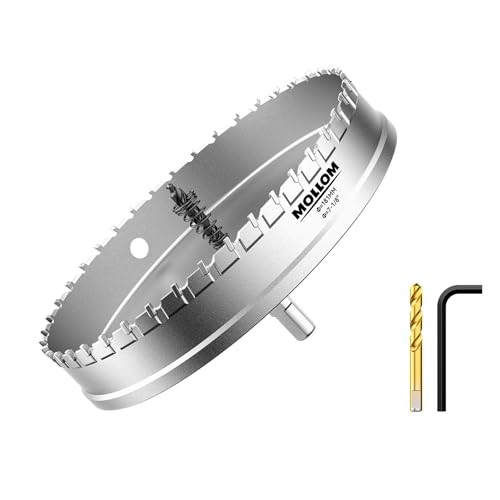 Mollom 7-1/8" (181mm) Heavy Duty Carbide Hole Saw with 2 Pilot Bits