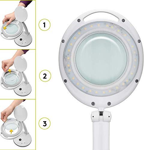 Goobay LED dimmbare Lupenleuchte, 1-9W; 127mm Glaslinse, 1,75x Vergrößerung, 3 Dioptrien, 860 Lumen – Bild 7