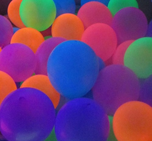 Blacklight Party Balloons That Glow in The Dark Under Blacklight - 25 Pack