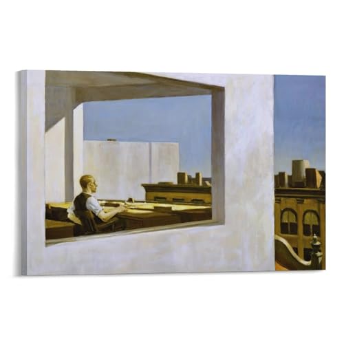 エドワード・ホッパー 小都市のオフィス 絵画 ポスター オフィス ベッドルーム ダイニングルーム装飾 キャンバス 印刷 アートパネル08x12inch(20x30cm)