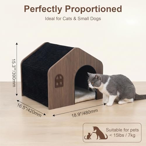 Modern Wooden Cat House Indoor — texture and fabric close-up