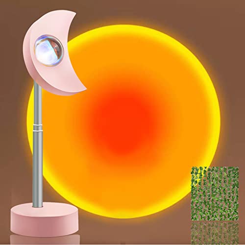 Freefa Sunset Projector Lamp Light: LED Sunset Lamp for Room Bedroom House Birthday Party Decor for Girls Women Teen Boys Men Atmosphere Light for Selfie Photography (Pink Moon)