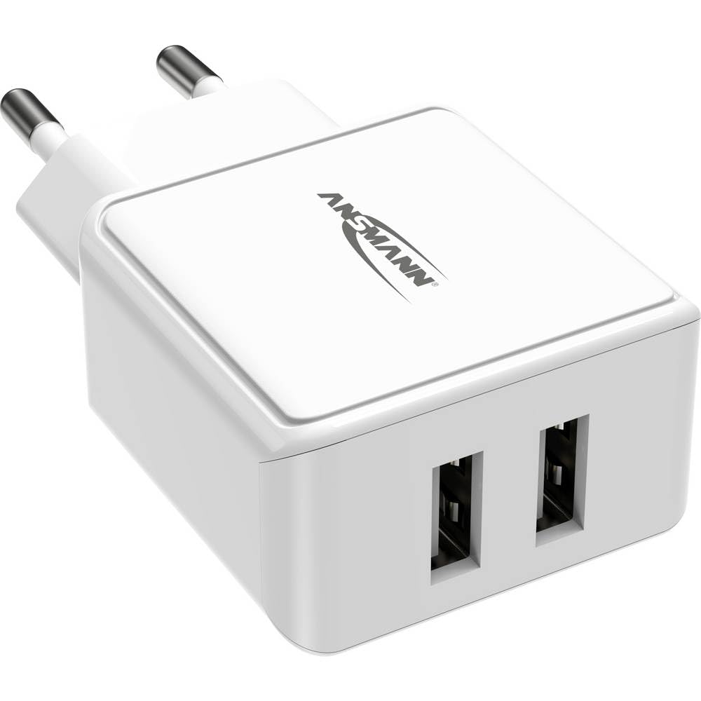 ANSMANN 2-Port Dual USB Charger 2.4A - USB Charger with Smart IC Charging Control, Power Supply Especially Suitable for iPhone, Samsung Galaxy, Huawei, Xiaomi, Tablet, GoPro, e-Book Reader, etc.